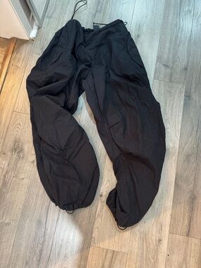 Unisex Black Drawstring Casual Pants